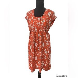 Diane Von Furstenberg Orange Sundress with Scoop Neck and Cap Sleeves